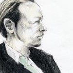 Андерс Брейвик, зарисовка с заседания суда, NRK