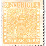 Одна из первых марок Швеции, фото из архива музея истории почты