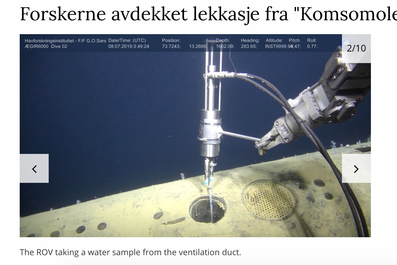 Ученые в Норвегии зафиксировали неопасную утечку с затонувшей атомной подлодки «Комсомолец»