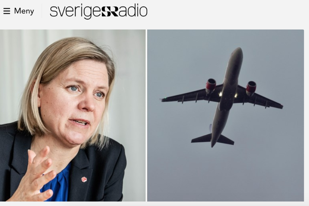 Углеродный налог на авиационное топливо не исключает глава минфина Швеции
