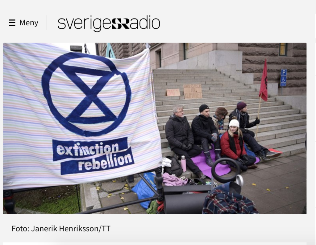 Голодовку с призывом к Швеции принять немедленные действия для защиты климата начали активисты XR в понедельник в Стокгольме