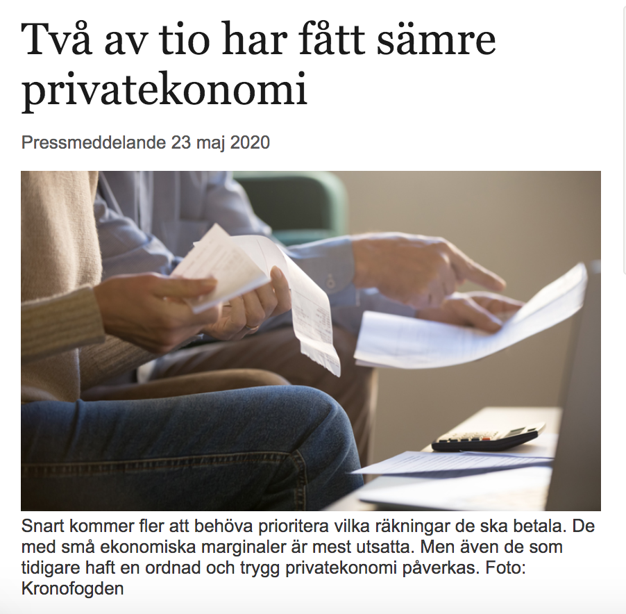 Двое из десяти жителей Швеции столкнулись с сокращением доходов после начала пандемии коронавируса - опрос