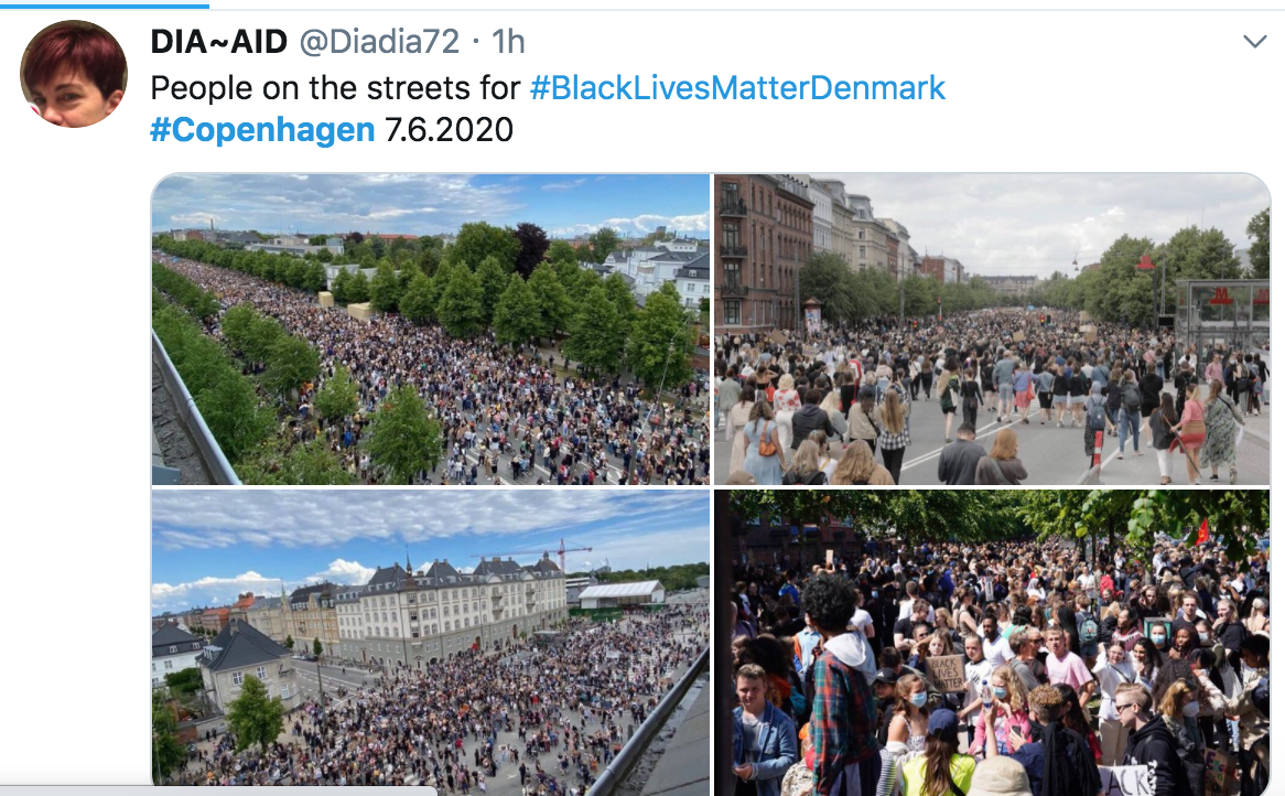 Демонстрация в поддержку Black lives matter собрала в Копенгагене более 10 тысяч участников