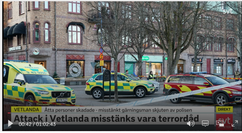 Восемь человек пострадали на юге Швеции, полиция подозревает теракт