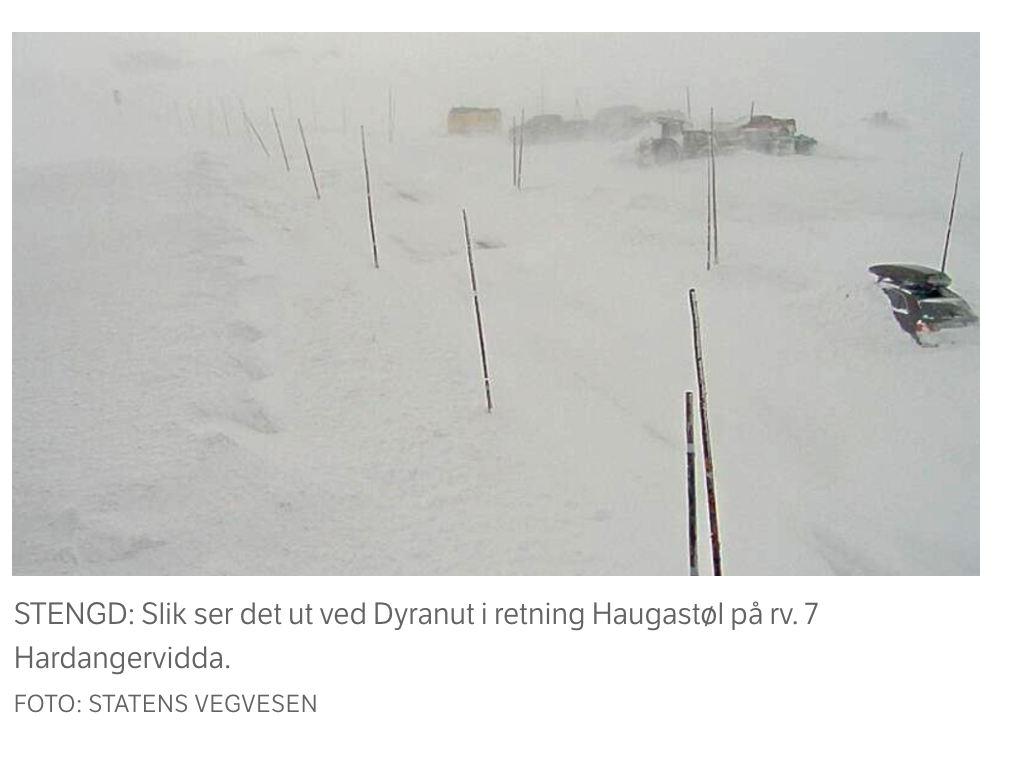 Движение на дорогах на юге Норвегии затруднено из-за снега