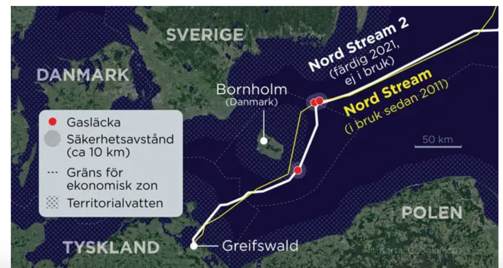 Похожие на взрывы толчки зарегистрировали сейсмологи в районе газопроводов «Северный поток» в Балтийском море