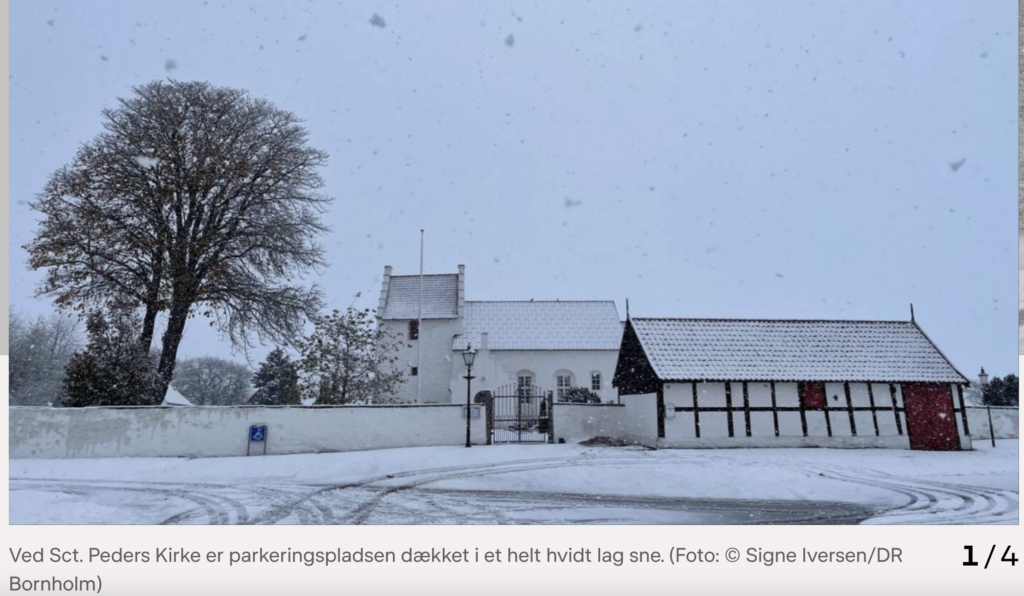 Первый снег выпал на датском острове Борнхольм