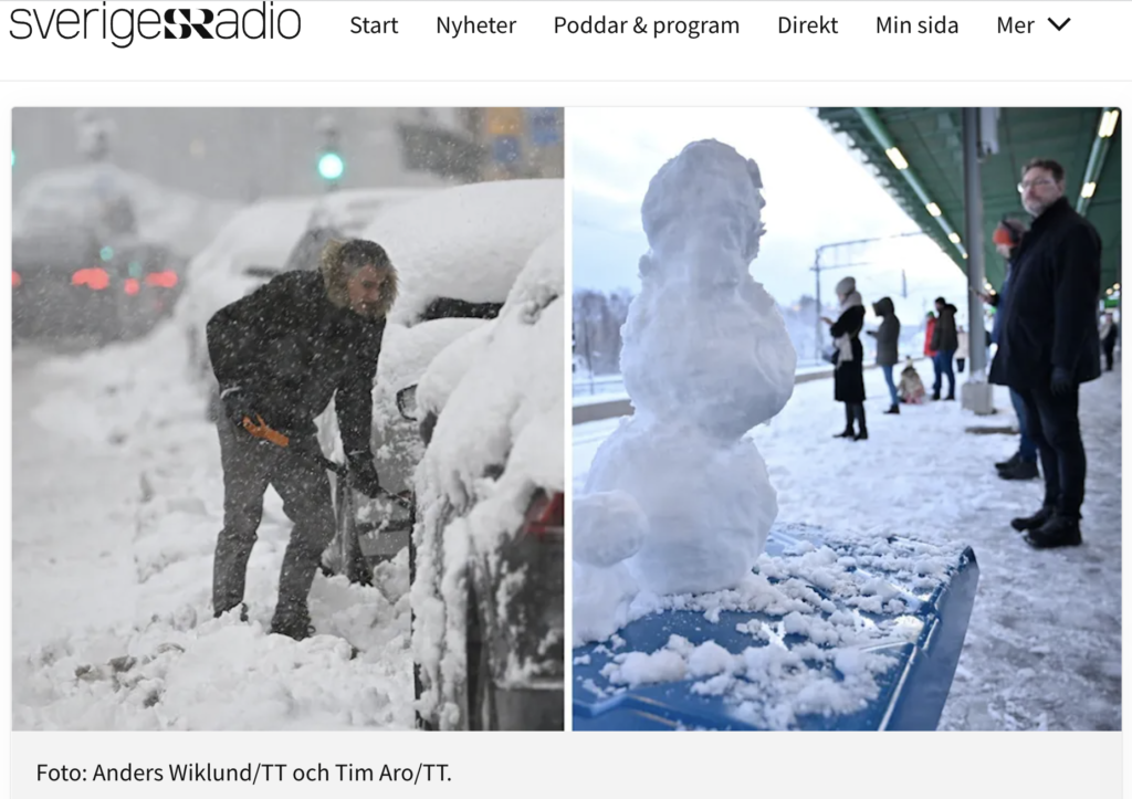 Необычное для ноября тепло сменилось в Швеции необычным снегопадом